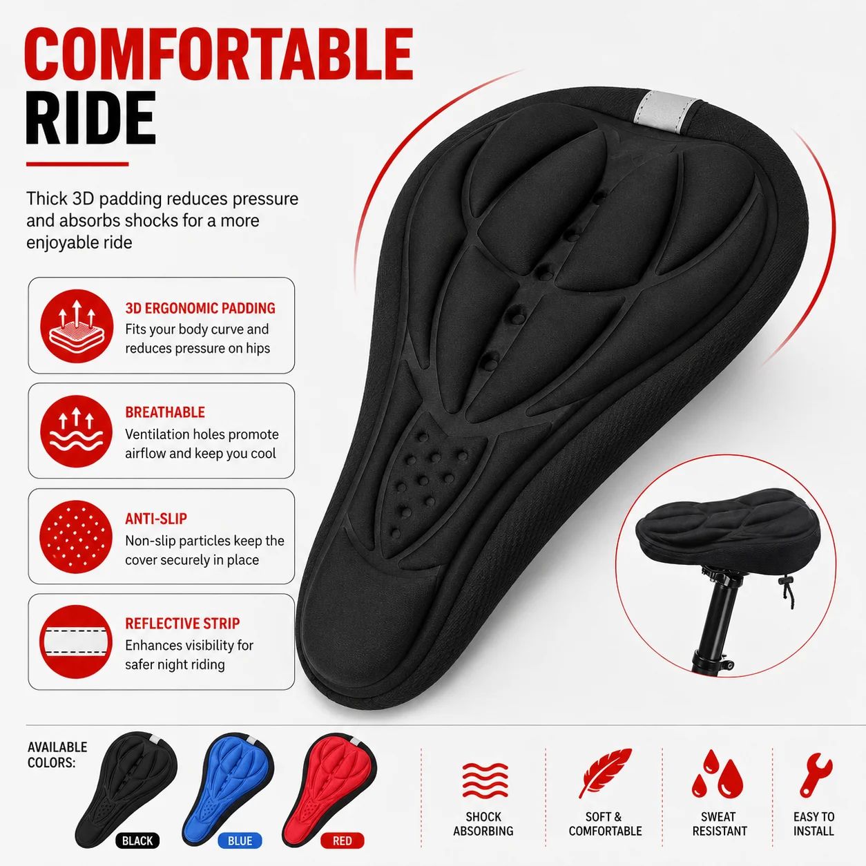 3D Soft Foam Padded Bicycle Sa - Xc Mtb Gear 评论和价格
