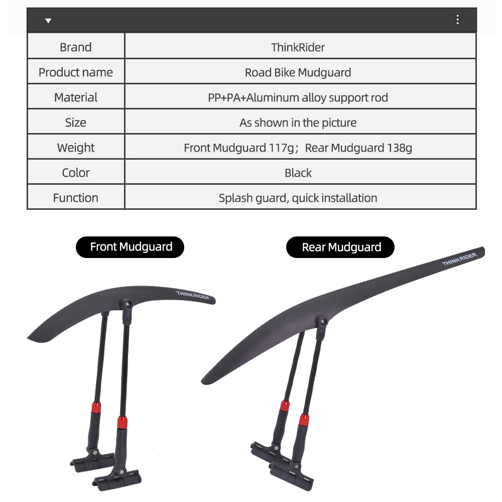 ThinkRider Road Cycling Fender - Bike Fender Set 评论和价格